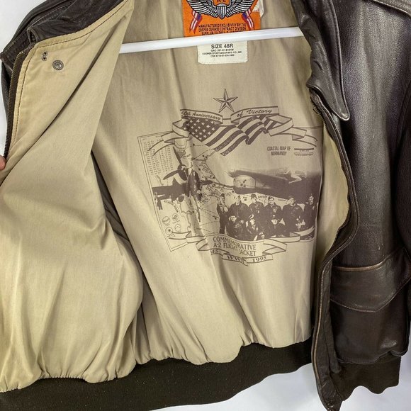Cooper Type A-2 Brown Goat Skin Leather Flight USA Made Bomber Jacket Men’s SOLD - Picture 9 of 13
